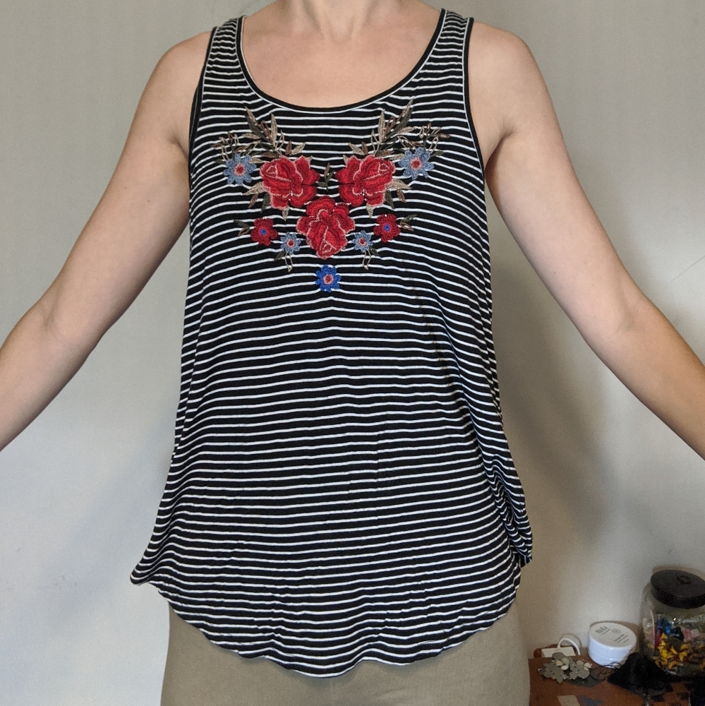 Striped embroidered shirt